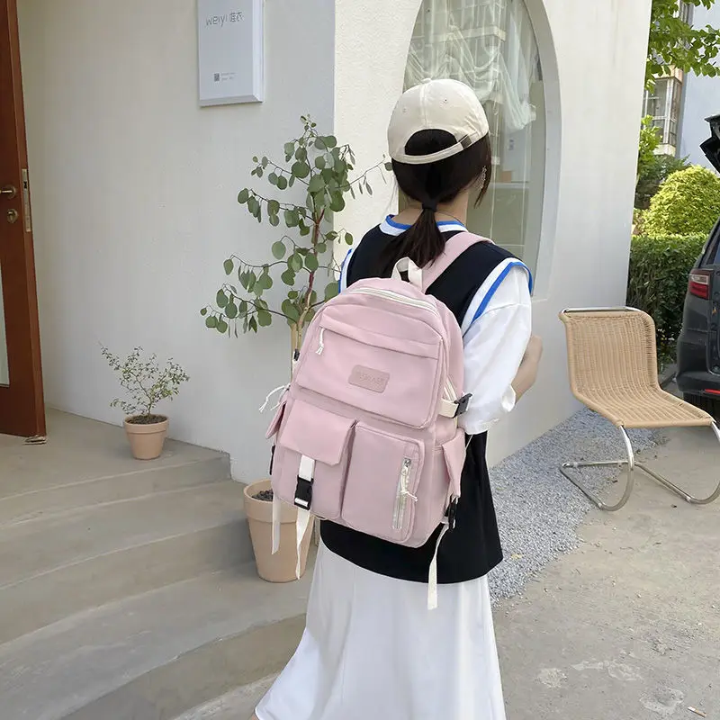 

Women's Backpack Fashion with Many Pockets Nylon Waterproof Anti-theft Bag Girls' School Students Super Capacity Backpack 2022