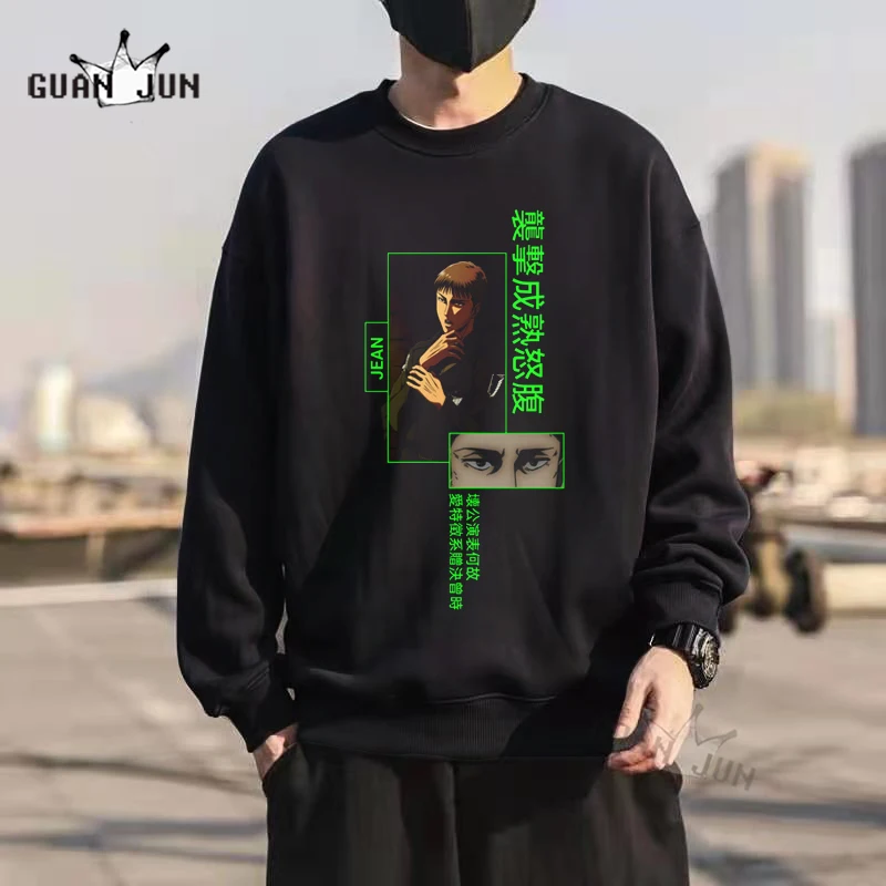 Джинсовые толстовки с принтом из аниме атака на Титанов капюшоном свитшоты