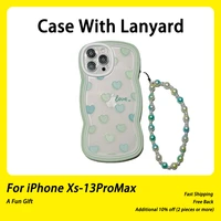 clear kawaii ins love for iphone12 luxury fashion korean 11 pro max mobile phone funda xr apple 13 key chain xs female lanyard