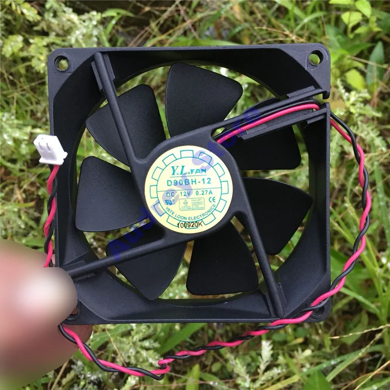 9025 дюйма 9 см Φ 12 В а двухпроводной охлаждающий вентилятор с двумя