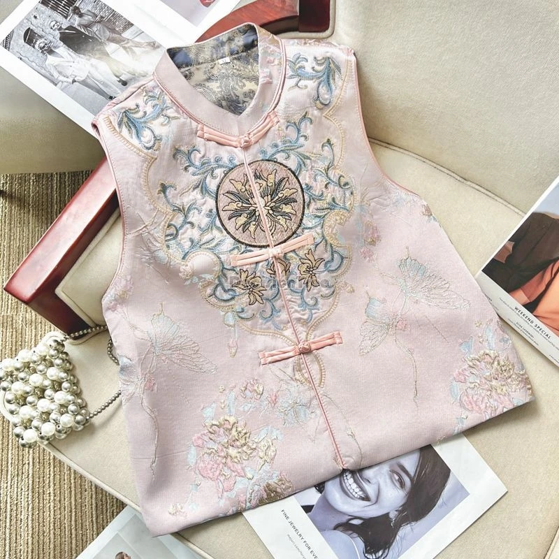 Жаккардовый жилет ручной работы в классическом китайском стиле 2024