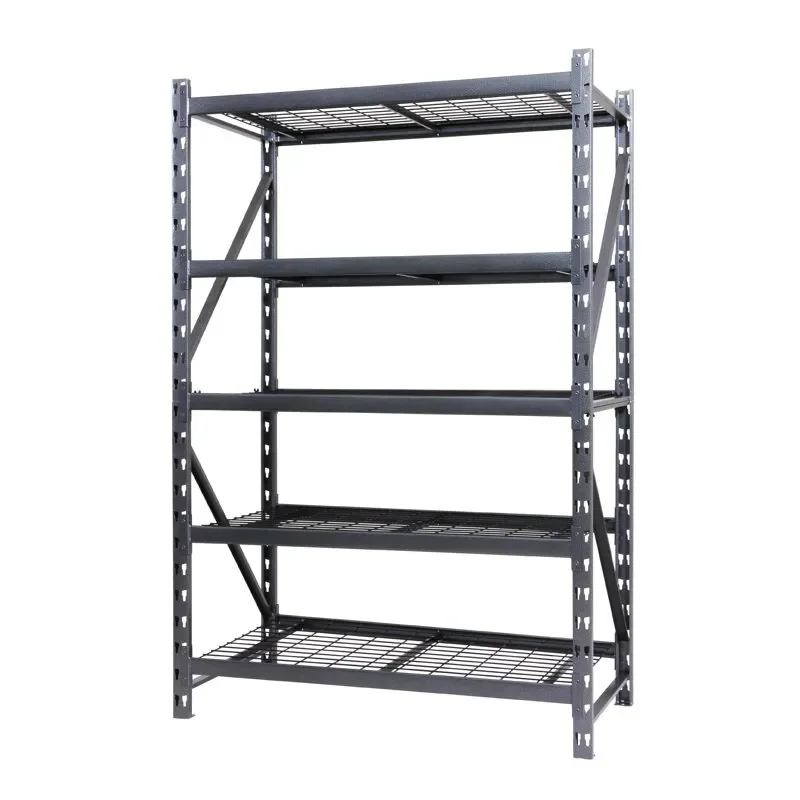 

Heavy Duty 5-Shelf Metal Rack Wire Decking in Textured Gray, 1000lb per Shelf