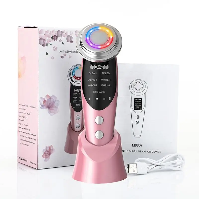 

7 in 1 RF Face Massager Skin Rejuvenation Mesotherapy Facial Lifting LED Phototherapy Wrinkle Remover Beauty Vibration Device 45