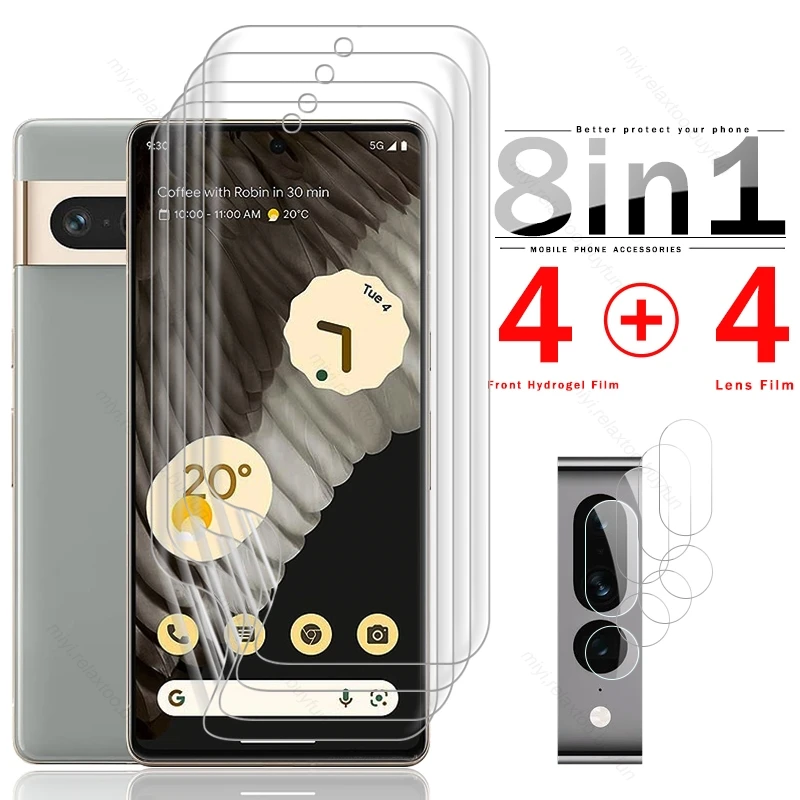 

8 в 1 гидромасляная пленка для Google Pixel 7 Pro 6pro 6a 6 5a 5G 5 4a 4G, пленка для объектива камеры, мягкая водяная пленка, защита экрана, не стекло