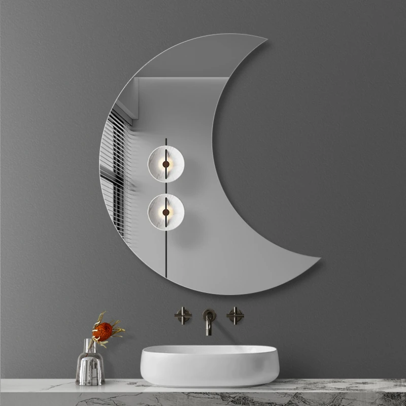 

Frameless Art Bathroom Mirror Touch Control Moon Wall Makeup Mirror Vanity Accessories Espejo Pared Mirrors With Lights EB5BM