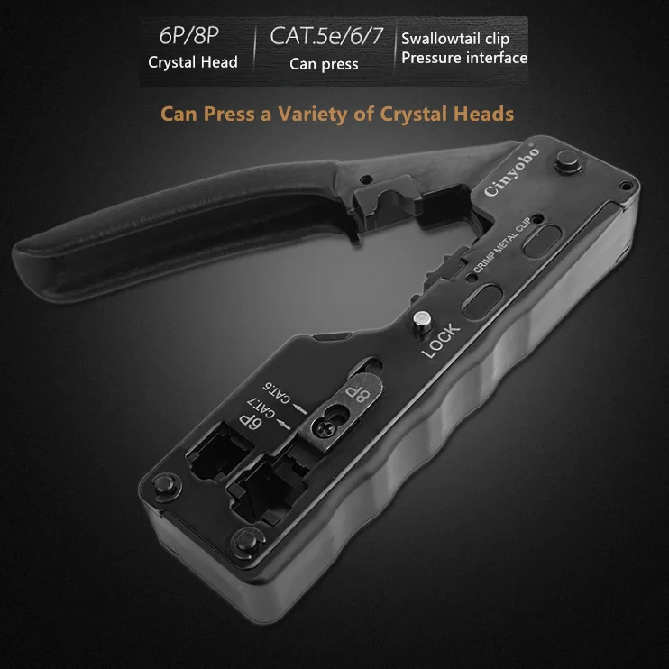 RJ45 Network Crimper Tool For Cat7 Cat6 Cat5 STP 8P8C Multifunction Crimp Metal Clip Stripper