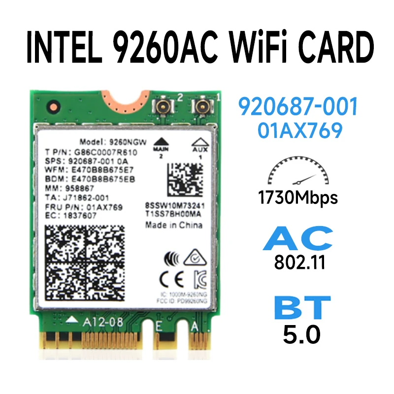 Intel Беспроводная AC 9260 NGW WiFi Bluetooth карта WiFi Bluetooth 5,0 адаптер беспроводная сетевая карта PCIE WiFi адаптер PCIE WiFi adap