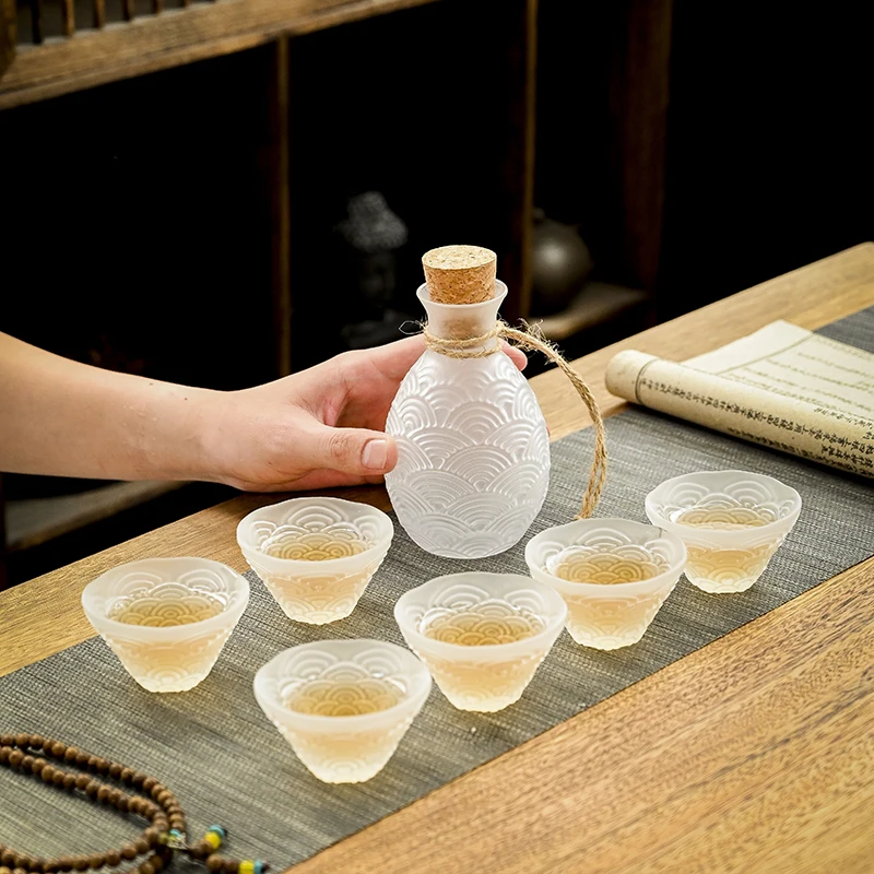 

Стеклянный набор для вина в японском стиле, бытовой диспенсер для ликера, семейный кувшин для фруктов и вина, термостойкий желтый винный кувшин