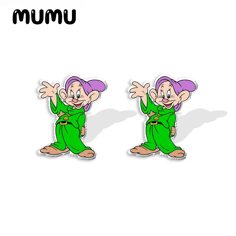 Новинка 2024 серьги-гвоздики семь карликов забавные акриловые серьги из