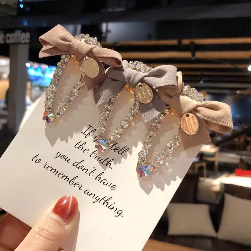 

Корейская мода стразы заколка для волос с бантом кофейного цвета блестящие заколки для волос для девочек женские головные уборы аксессуары...