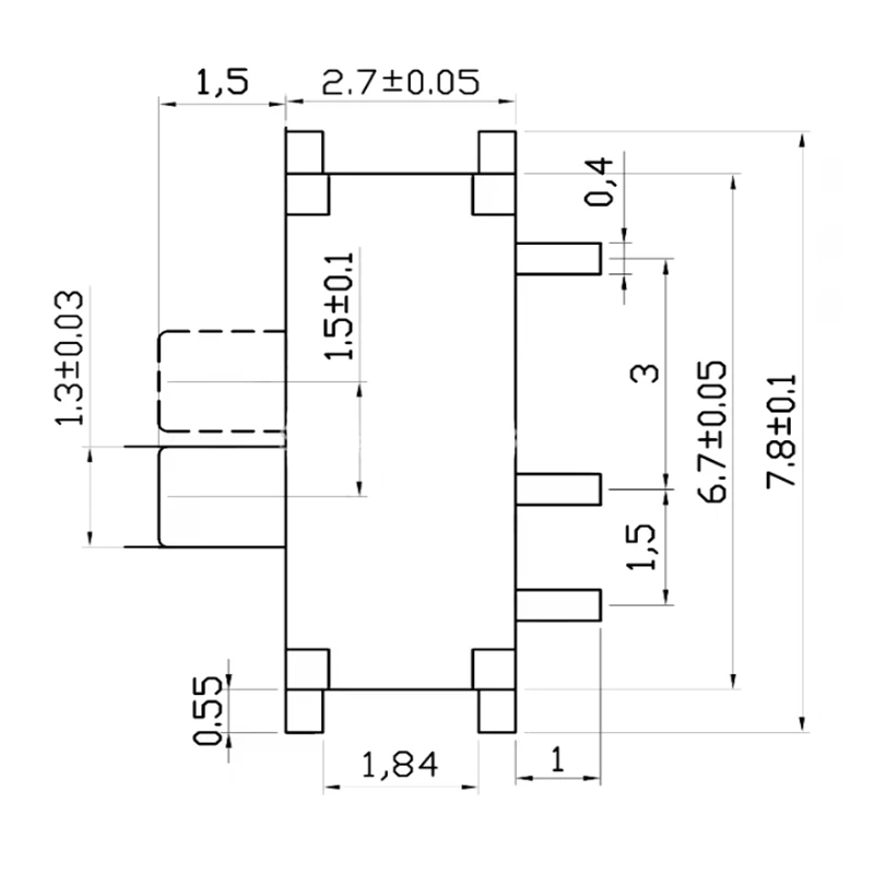 【200-50 шт.】миниатюрный SMD SMT переключатель MSK-12C02, 7-контактный, 1P2T, вклвыкл, для MP3, MP4 (art.: 3920d7e3bc358) - 3920d7e3bc358