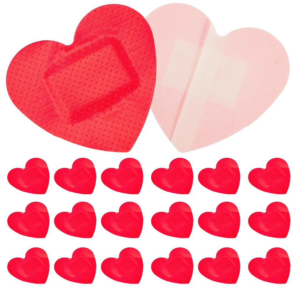 

100 Pcs Heart Shaped Bandage Hemostatic Patches Sticker Self Adhesive Wound Waterproof Protection Supplies Bandages Child Small