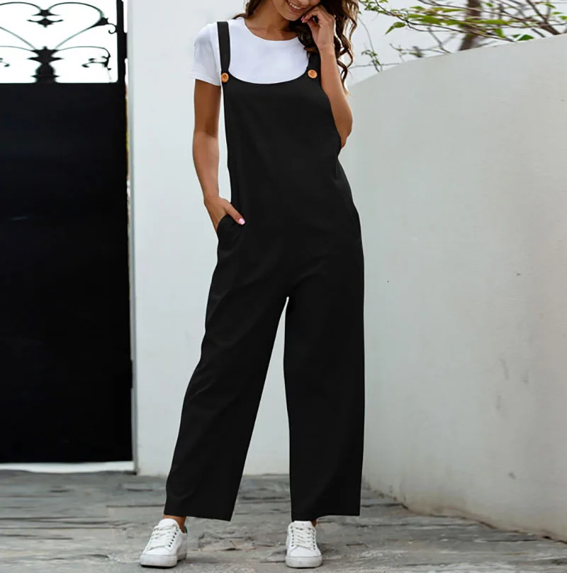 

Women's New Retro Casual Long Bib Pants