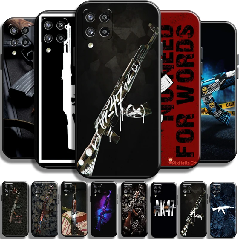 

AK47 Handgun Gun BUllets For Samsung Galaxy A42 5G Phone Case Cover Full Protection Liquid Silicon Black Cases Shockproof Back