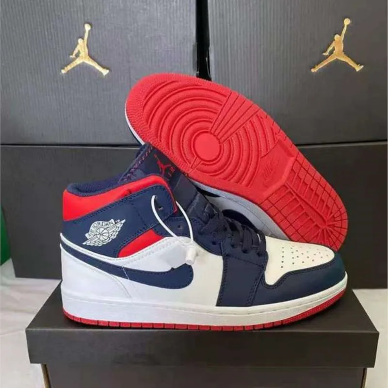 

Original 2022 Unisex Nike Air Jordan 1 Men's Basketball Shoes White High-top Comfortable Sports Outdoor Sneakers 555088-140