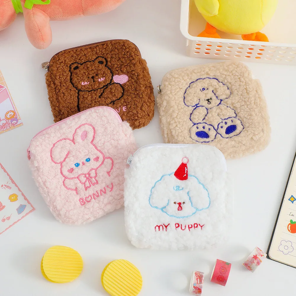 

Kawaii, ткань ягненка, Ранняя сумка, милый кролик, медведь, USB кабель, гигиеническая салфетка, органайзер, сумка, школьные поставщики