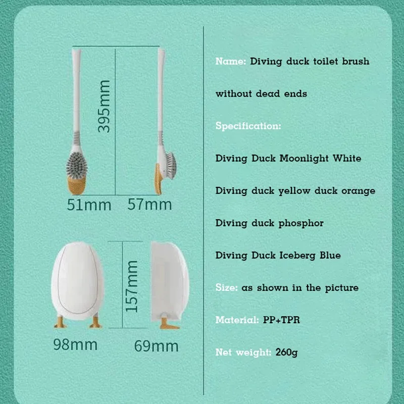 ершик для унитаза Силиконовая щетка с держателем коробка утка двойной