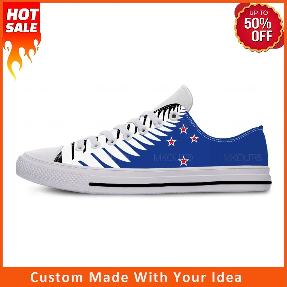 

Кроссовки мужские/женские с низким верхом, холщовые дышащие легкие кеды с 3D-принтом, с новозеландским флагом, повседневная обувь для подрос...