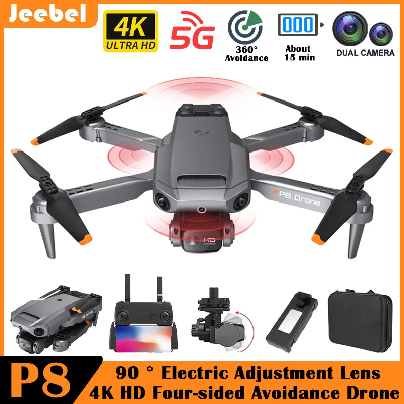 

P8 Mini 4K Drone 360 Obstacle Avoidance RC Quadcopter Dron Electric HD Dual Camera 5G WIFI Remote Control FPV Helicopter Toys