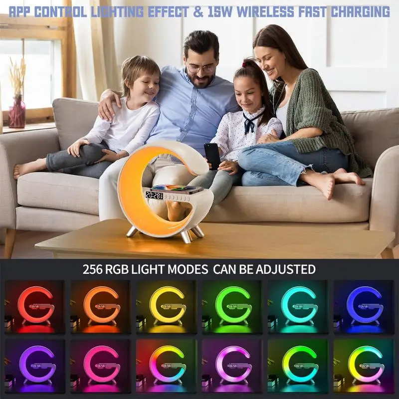 

Wireless Charging Lamp | Intelligent Atmosphere Lamp Blue Tooth Speaker Wireless Charger LED Night Light | Bedside Lamp Sunrise