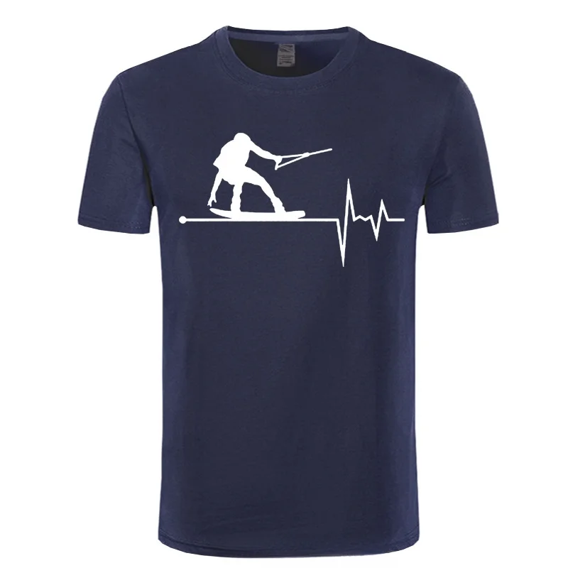 Мужская Винтажная Футболка с принтом Wakeboard In My Heart Beat