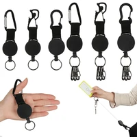 useful carabiner pull buckle corkscrew key ring id card holder retractable keychain badge reel clip
