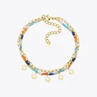 Цветной браслет ENFASHION со звездами для женщин, браслеты из нержавеющей стали, индийский агат, золотой цвет, модные ювелирные изделия, бижутерия для женщин B212252