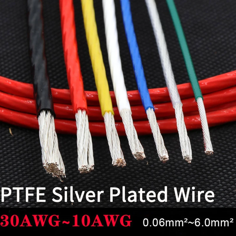 

5M 10/11/13/14/15/18/20/22/24/26/28/30 AWG PTFE Silver Plated Wire High Purity OFC Copper Cable HiFi Audio Speaker Headphone DIY