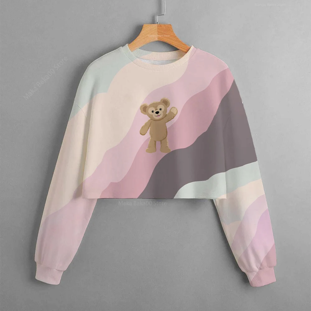 

Disney Collection Duffy Bear Shirley Rose Print Street Sweater Girls Short Long Sleeve Fashion Sweater Casual Cute Cartoon