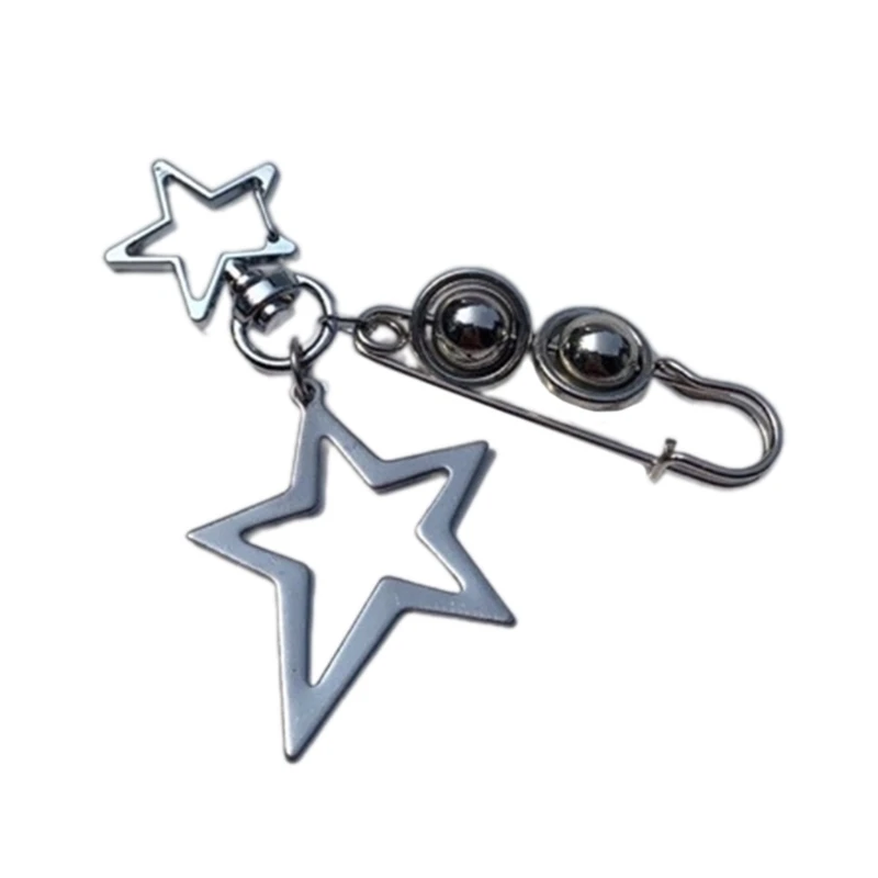 Привлекательная брошь брелок для ключей аксессуар нежный с полой звездой