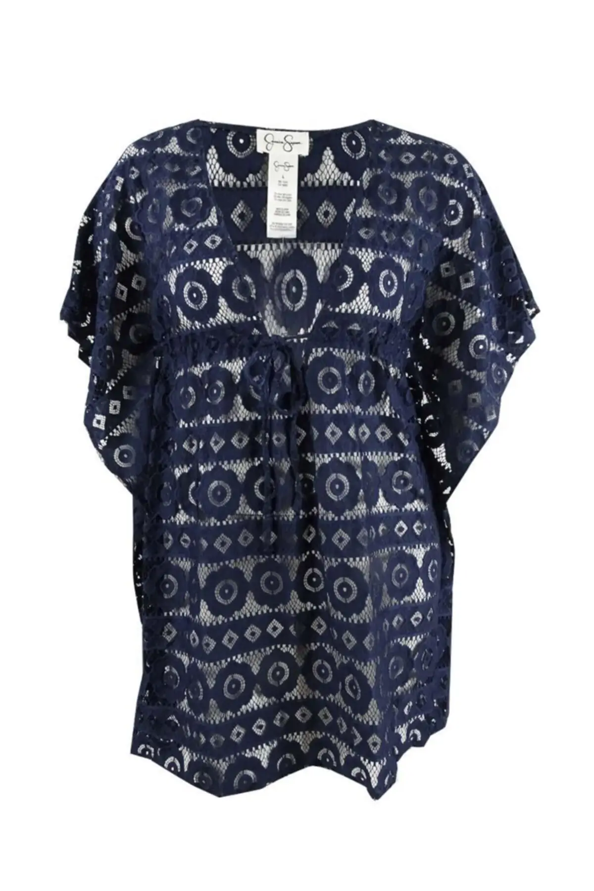 

Women's Pareo Navy Blue Patterned Lacy Swimwear Cover Dress Sexy Tunic Suit Beachwear Female Beach Bikini Cover
