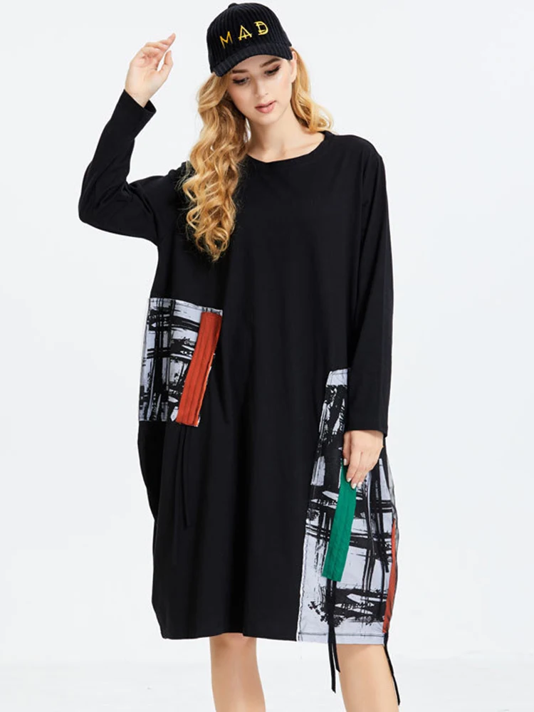Осень 2021 модное Стильное женское черное платье Max LuLu с принтом женские свободные