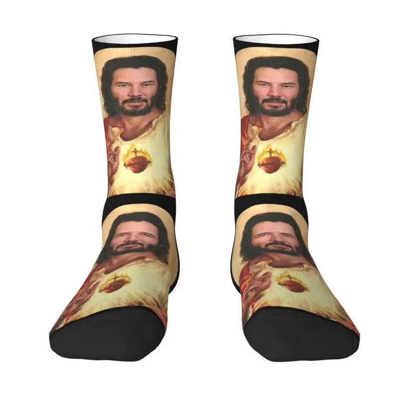 

Cool Print Saint Keanu Reeves Socks for Women Men Stretch Summer Autumn Winter Meme Jesus John Wick Crew Socks