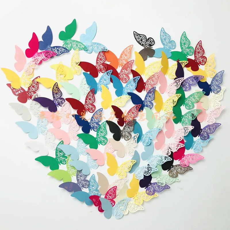 

12pcs Color Butterfly Wall Sticker for Home Decoration Beautiful Butterfly Wall Art Hollow Stickers Diy Craft Party Supplies