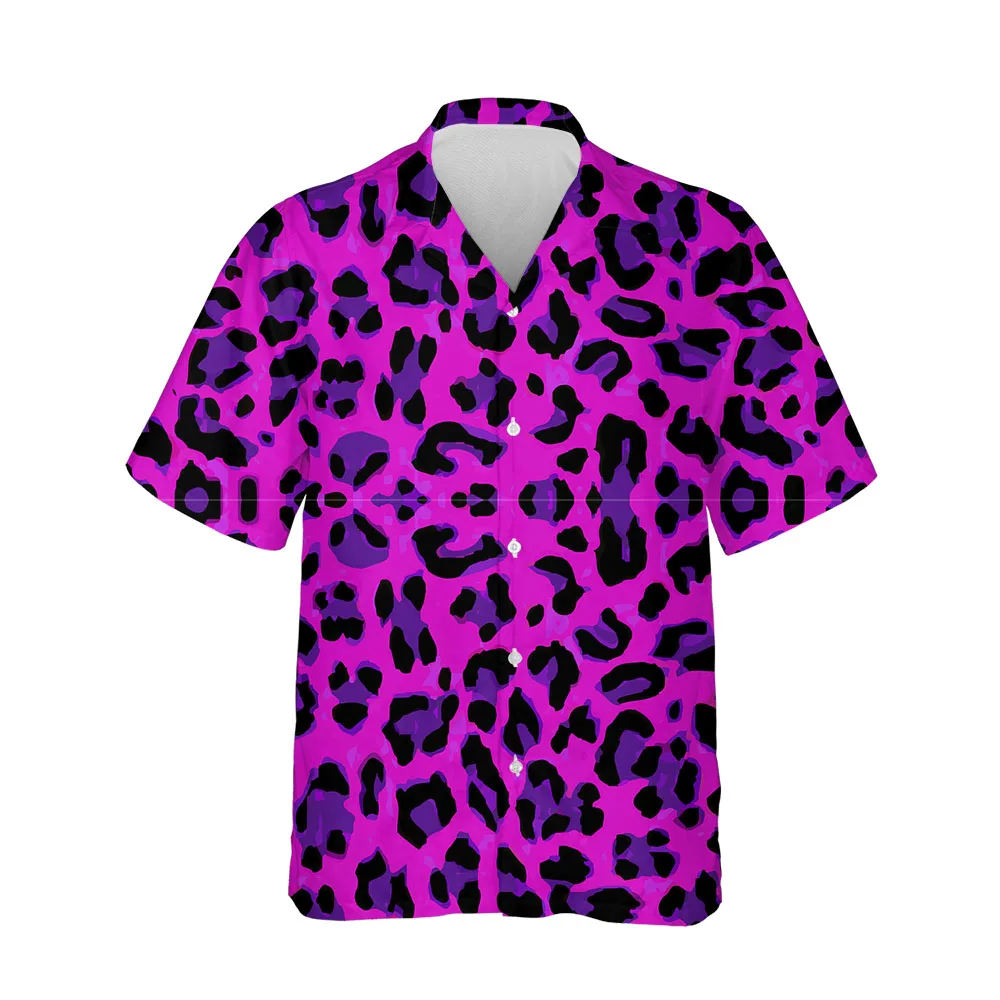 Jumeast 3D Summer Men Shirt Cheetah Animal Picture Mens Hawaiian Shirt Short Sleeve Casual Fashion Streetwear Breathable Blouses