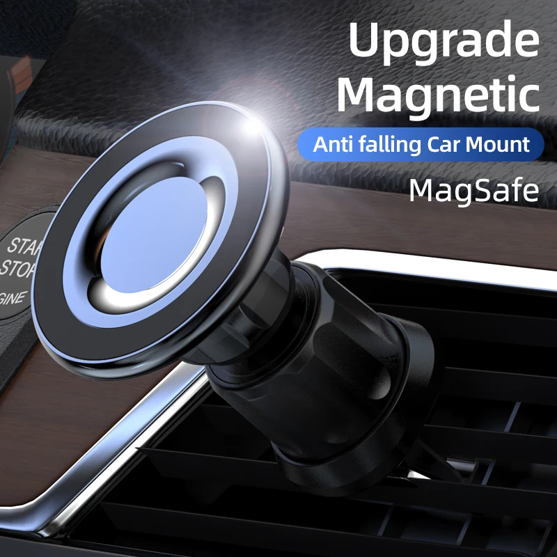 

Car Magnetic Phone Holder Magsafe Ring Case Dashboard Air Outlet Mount 360 Degree Rotation for IPhone Samsung Auto Accessiores