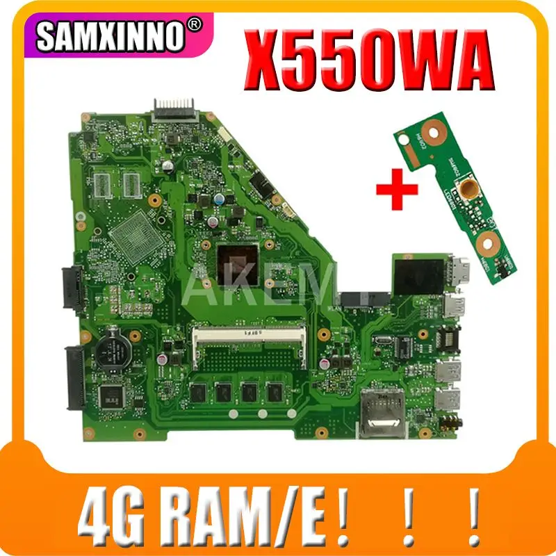 

Материнская плата для ноутбука Asus X550WA X550WAK X550W X550WE X552E X550EP X550EA, тестовая материнская плата 4 ГБ ОЗУ/E1