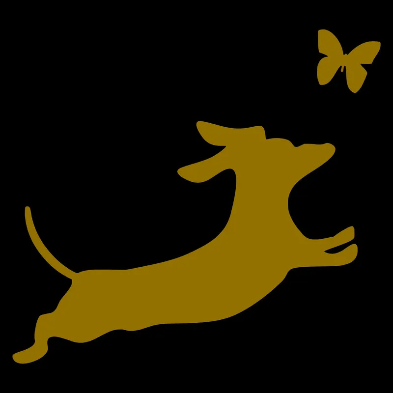 Собака гоняясь за бабочкой Забавный мультяшный светящийся стикер для детской