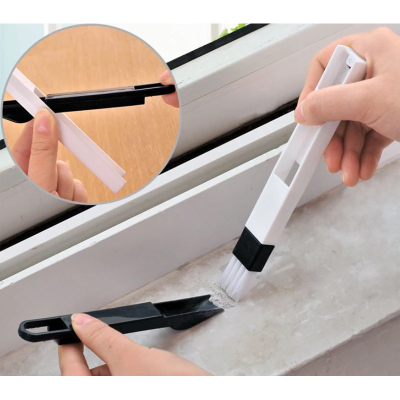 

2 in 1 Multipurpose Window Groove Cleaning Brush Keyboard Nook Cranny Dust Shovel Track Cleaner Folding Cleaning Brush Tool