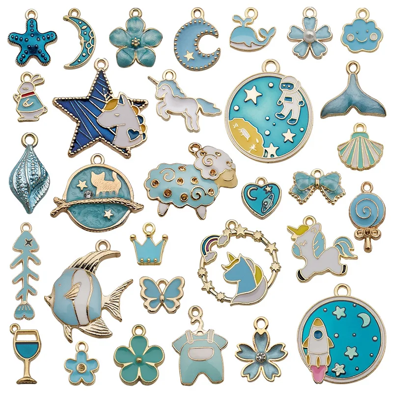 

31 Sets of Oil Drop Alloy Pendant Pentagram Love Earrings Necklace Bracelet Diy Handmade Jewelry Accessories 6 Colors