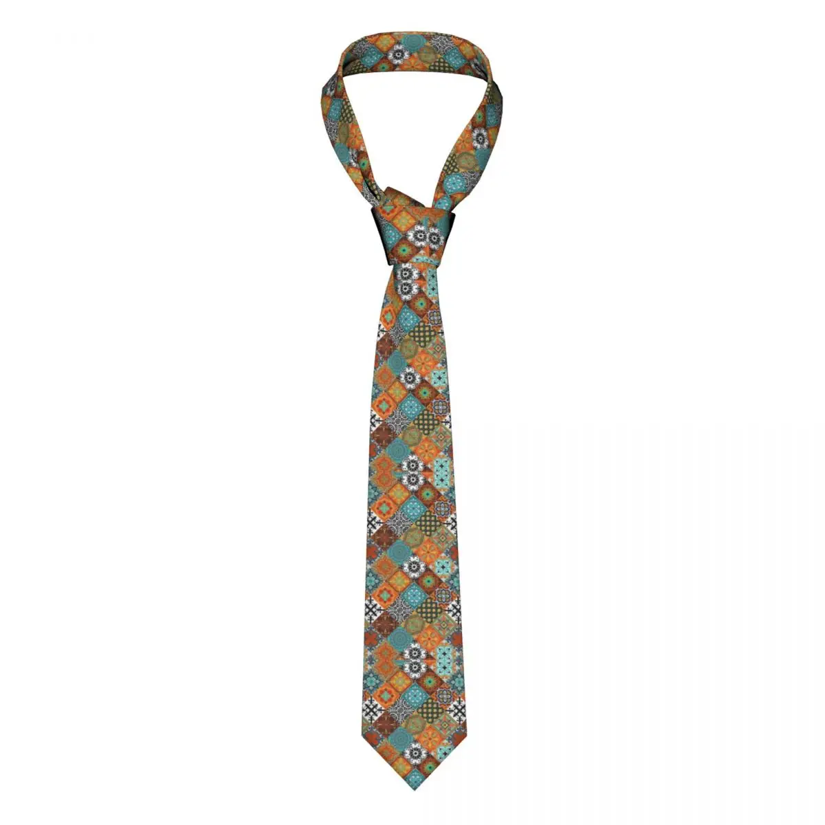 

Галстук в стиле пэчворк с мандалой, винтажный цветочный принт, из полиэстера и шелка, модные галстуки на шею, подарок, формальный мужской галстук для рубашки