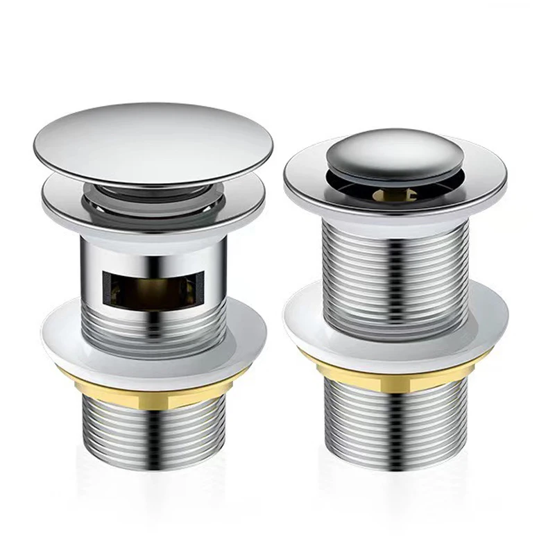 

Silver Bathroom Washbasin Sink Drainer Corrosion Resistance Circular Pop Up Bathroom Hotel Sink Drainer