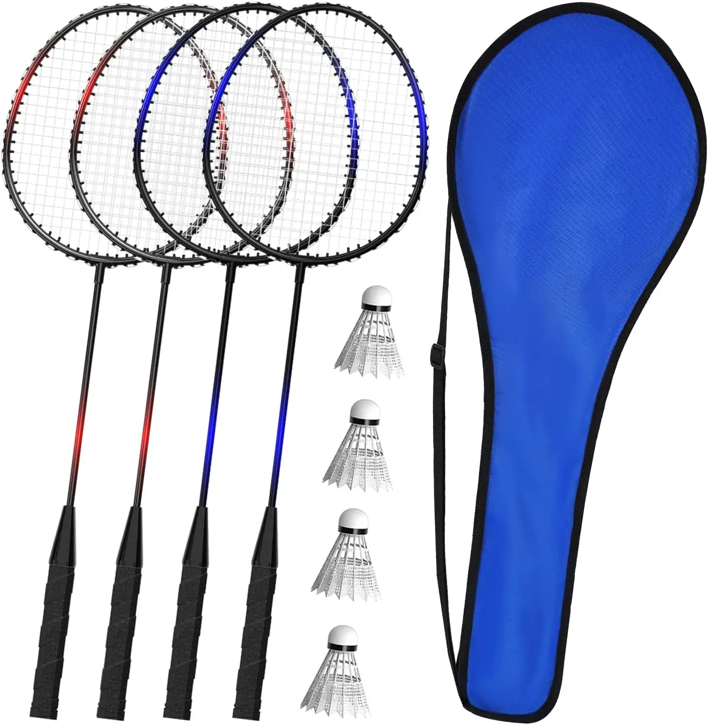 

4 Player Badminton Rackets Set for Adults Kids,Lightweight & Sturdy,Indoor Outdoor Sports Backyard Game,Racquets,Shuttlecocks