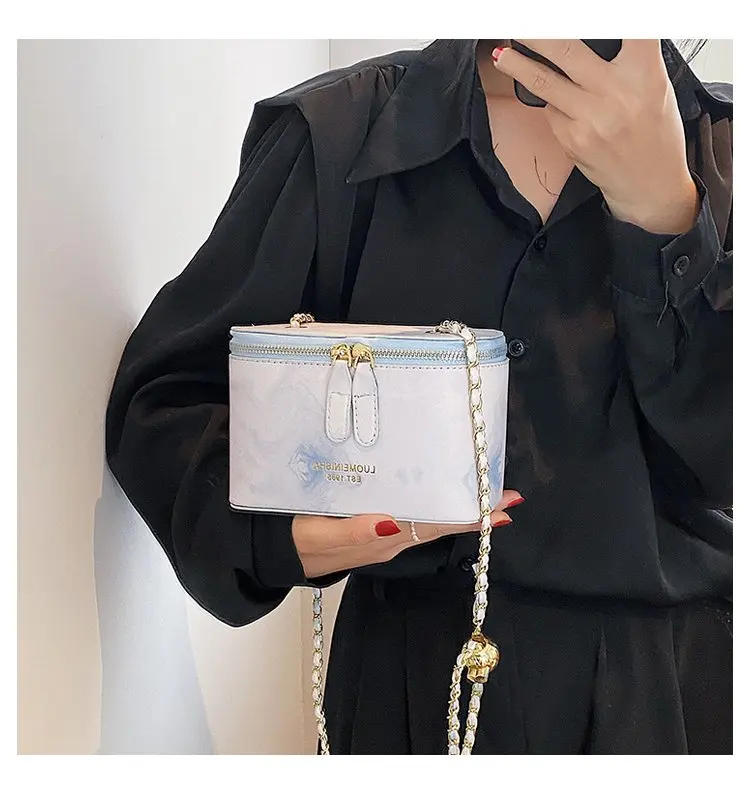 

Ladies Box Bucket Bag High Quality Leather New Solid Color Shoulder Bag Women Designer Brand Messenger Bag Wallet