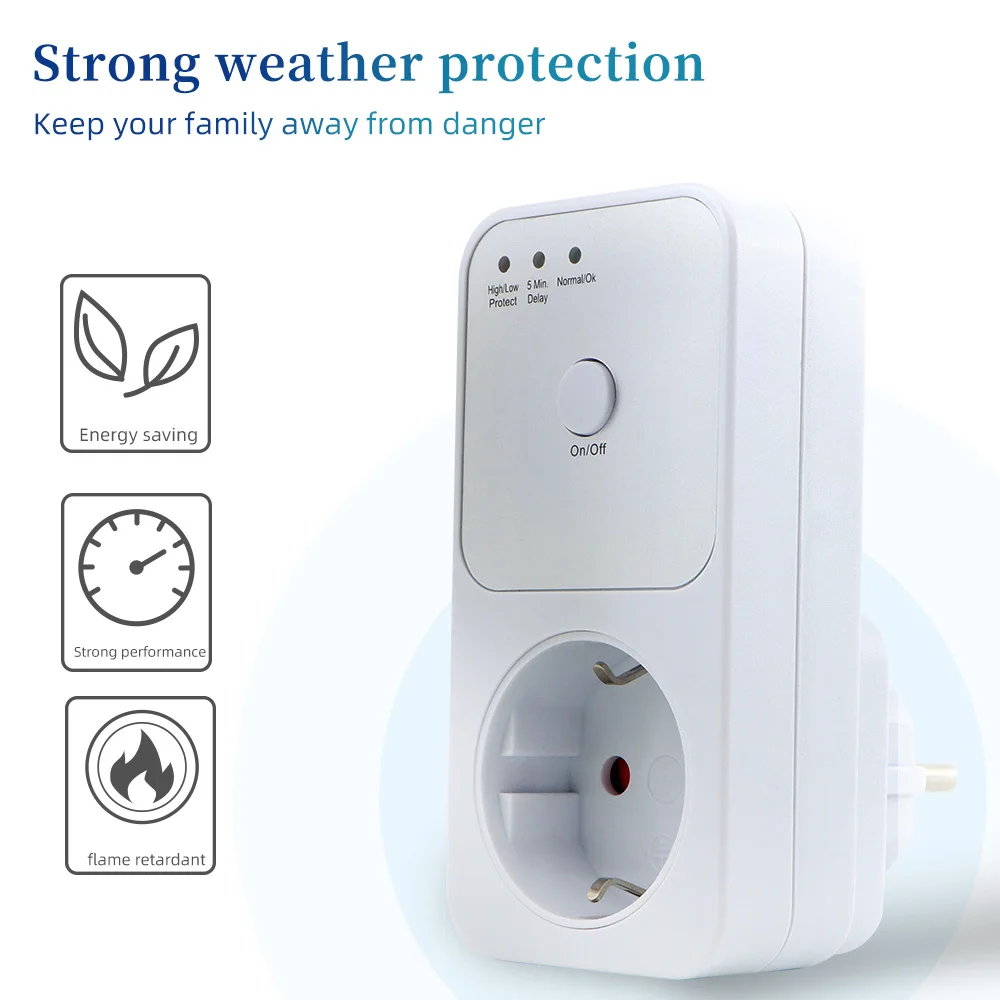 

Voltage Protector for Refrigerator AC 220V Stabilizer Automatic Surge Protector Voltage Relay Socket Electrical EU Plug Switcher