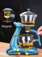 creative deer glass teapot full automatic heat resistant infuser tea turkish drip pot 220v heating base for tea coffee make