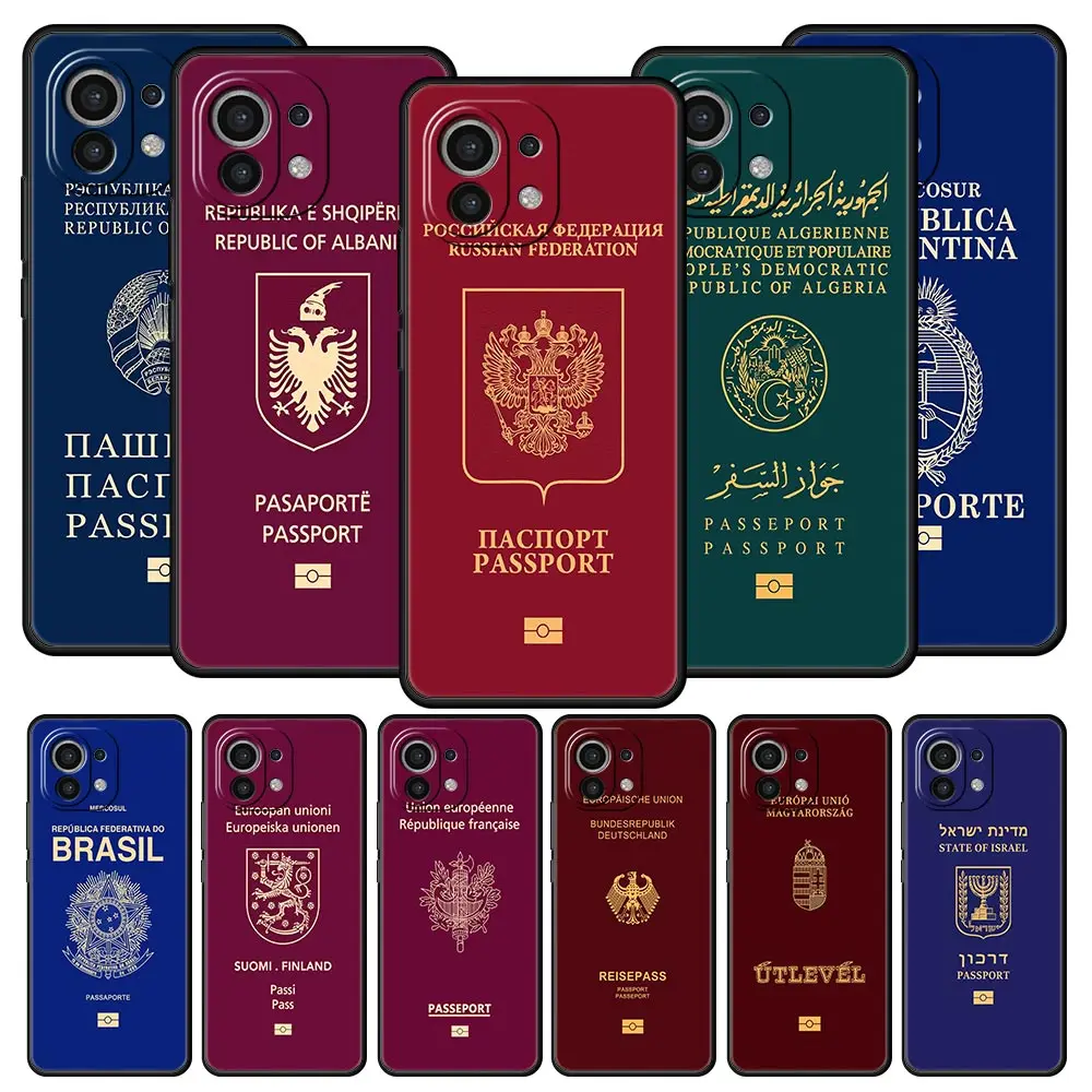 

Algeria Russia Passport Phone Case For Xiaomi 13 12 11 Lite 12T 11T 10T 9T Mi Poco X5 M4 M3 X4 X3 Pro F5 F4 F3 GT 5G Black Cover