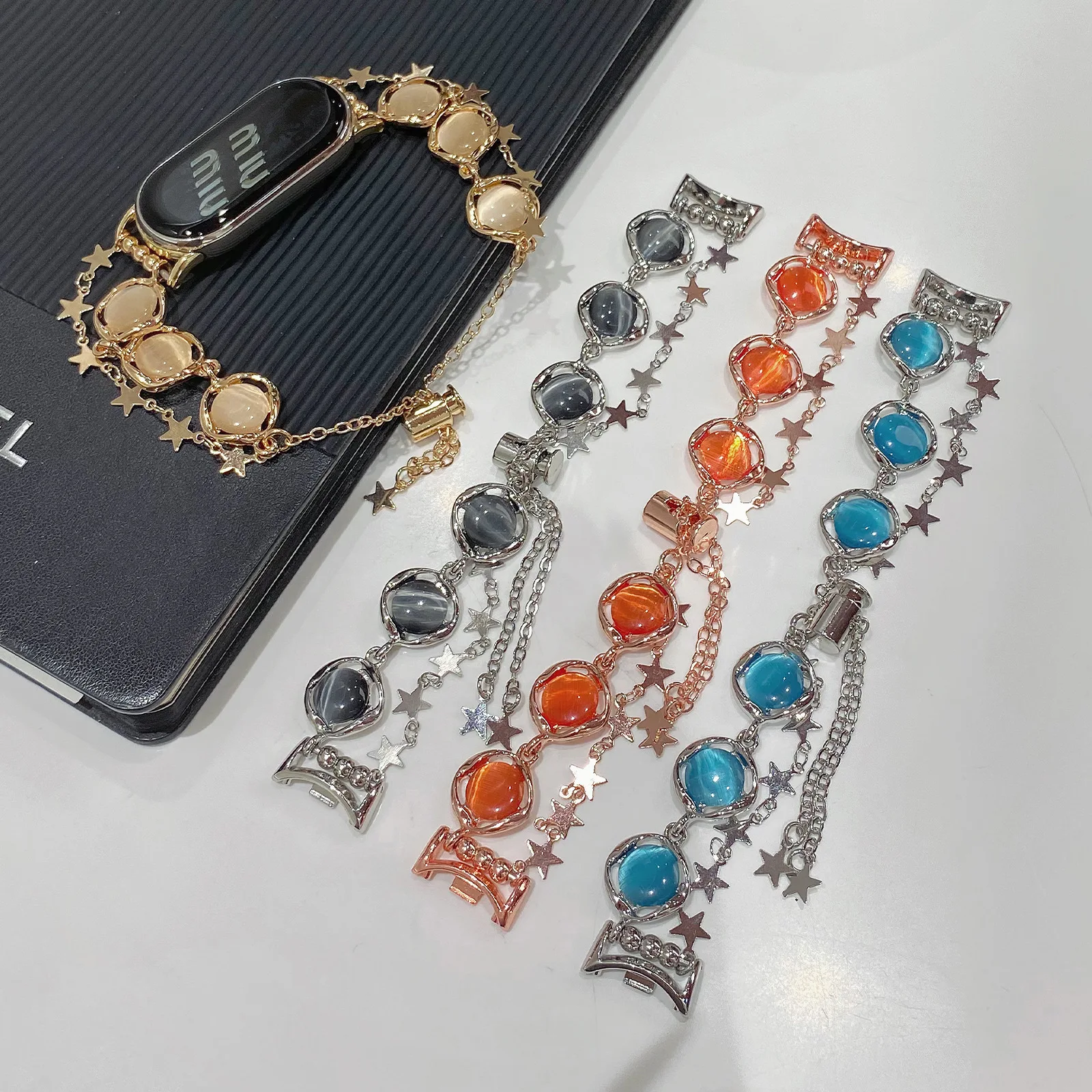 Фото Ремешки для умных часов Apple Watch Opal Pentagram, браслеты-цепочки для Mi 8/9, ремешки для Huawei (14 мм) №2