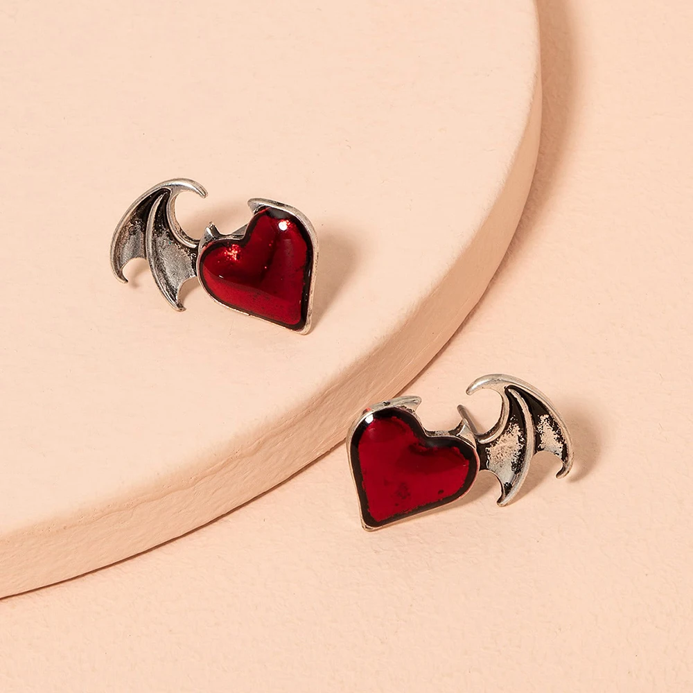 

New Fashion Devil's Wings Heart-shaped Earrings Women's Earrings Jewelry