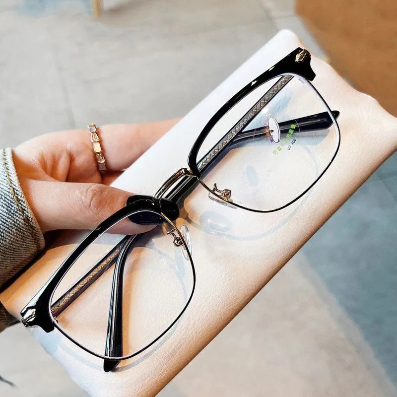 

2022 полуободковая квадратная оправа для очков с защитой от синего света для женщин и мужчин, оптические оправы для компьютерных очков, офисные Декоративные искусственные очки